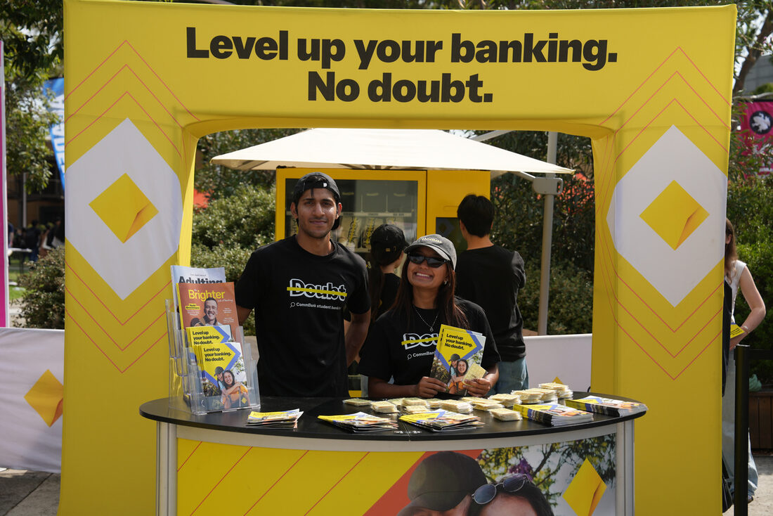 CommBank partner activation stall at an MSA campus event